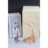 Boxed Lladro ' Sad Sax ' Clown, 23cm high together with Boxed Coalport ' Music and Dance Cadenza '