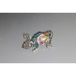 Silver and plique-a-jour mouse brooch