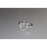 Silver and CZ heart shaped ring