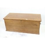 Large Victorian waxed and polished pine blanket box with candle box