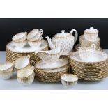 Extensive Spode Gold ' Fleur de lys ' Dinner and Tea Service comprising Teapot, 13 tea cups, 12