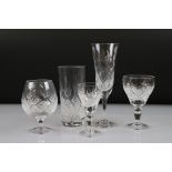 Collection of Royal Brierley Cut Glass Drinking Glasses including 7 Champagne Flutes, 8 Wine