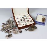 A large collection of mainly silver jewellery to include rings, bracelets, necklaces, bangles,