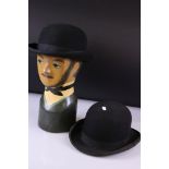 1950s Dandyman hatstand, together with two bowler hats, one marked Wildings, the other MZ