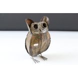 Steam Punk metal sculpture of a stylized owl, approx. 25cm tall