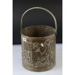 Metal coal bucket with heraldic decoration