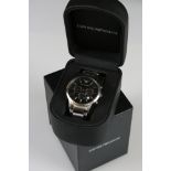 A gents Emporio Armani Chronograph wristwatch complete with box and papers.