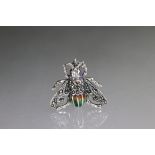 Silver and plique-a-jour bug brooch