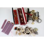 A small collection of mixed costume jewellery together with a small group of gents and ladies