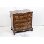 18th century Walnut and Mahogany Inlaid Serpentine Front Chest of Four Long Drawers with a brush