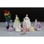 Three Royal Doulton Figurines - HN3222, Ninette and Chloe, Five Coalport Figurines - Chloe,