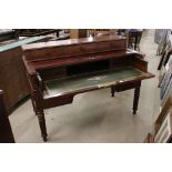 Victorian Desk, three upper drawers above a sliding secretaire with tooled leather inset and two