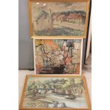 Attributed to Edward Lewis (1936 - 2018) Two Mid century Landscape Watercolours together with an