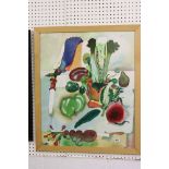 David Evans (British 1929 - 1988) Watercolour of Still Life Vegetables, signed lower right, 67cm x