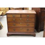 19th century Mahogany Inlaid Chest of Two Short and Three Long Drawers drawers, two short and