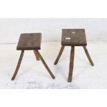 Pair of pine hearth stools