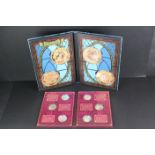 A Windsor Mint Queen Elizabeth II gold plated six coin set in presentation folder together with