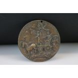 Medal with Allegorie France, in Bronze, four horses driven by Fame, draw France, seated in a