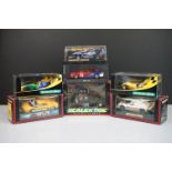 Seven boxed / cased Scalextric slot cars to include C488 Grand Prix Lorry Silkolene, C382 Jaguar