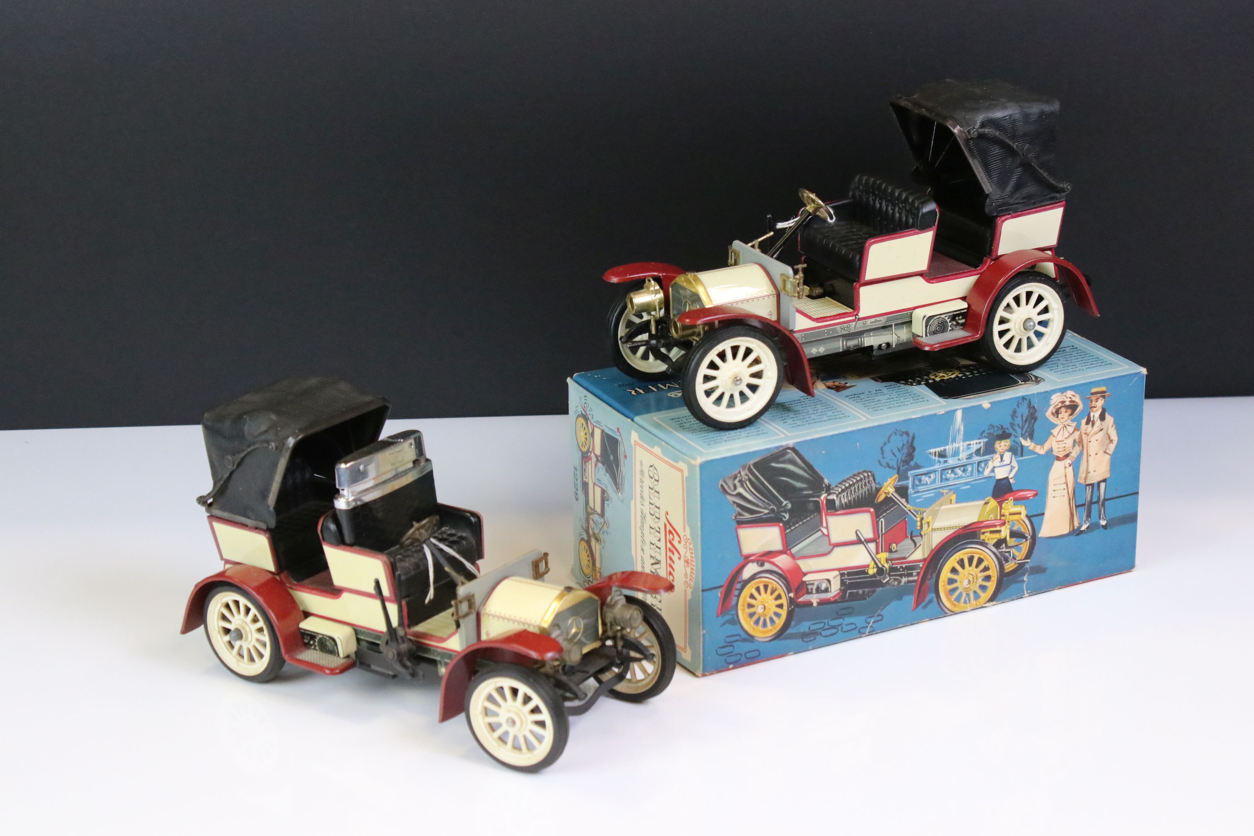 Boxed Schuco Old Timer 1229 Mercedes Simplex anno 1902 tin plate model plus another unboxed example,