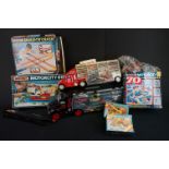 Five boxed Matchbox playsets to include MC-70 Motorcity 70 Piece Carry Pack, S-100 Smash "N"
