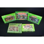 Subbuteo - Five boxed LW Subbuteo sets mainly late 80s/early 90s, some replacement parts/teams but