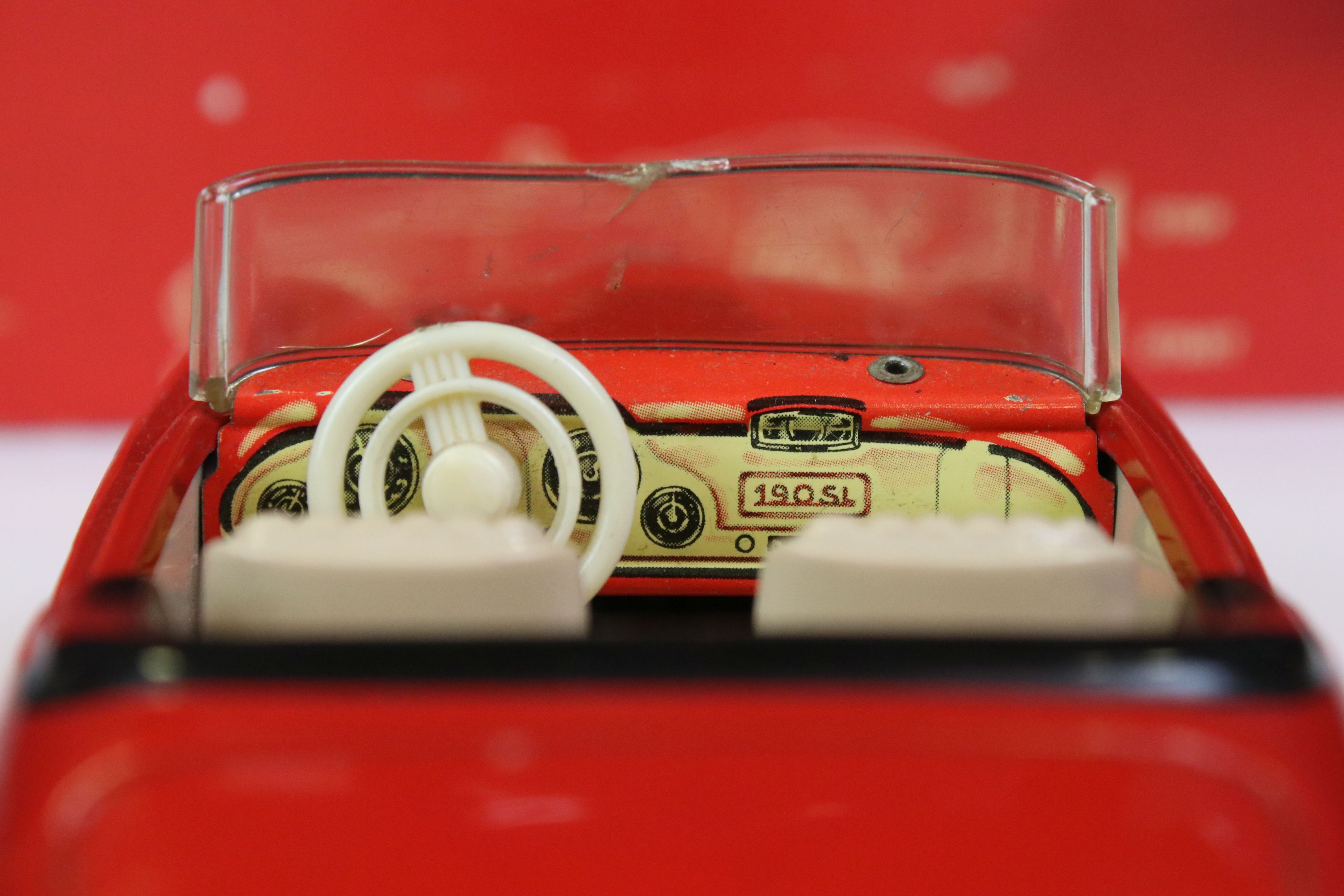 Schuco Clockwork tinplate remote control 2095 Mercedes 190 SL in red, with instructions and box tray - Bild 7 aus 9