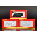 Three boxed Hornby OO gauge locomotives to include R2783 BR 0-4-0 Diesel Class 06 Shunter Club