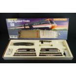 Boxed Hornby OO gauge R695 High Speed Train Set containing locomotive, rolling stock, track and