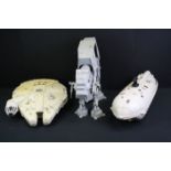 Star War - Three Original play worn Star Wars Vehicles to include Millennium Falcon (incomplete),