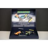 Boxed ltd edn Scalextric Legends C3589A McLaren M7c Vs Brabham BT26A slot car set