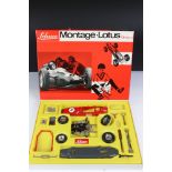 Boxed Schuco Montage Lotus Climax 33 tin plate clockwork kit set, complete with instructions, vg