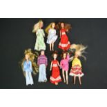 Eight Palitoy Pippa dolls, clothed, including Pete (first issue), 2 x Pippa, 2 x Penny Brown,