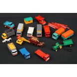 15 Matchbox diecast models to include No 47 tipper, dumper truck, Hoveringham tipper, etc (some play