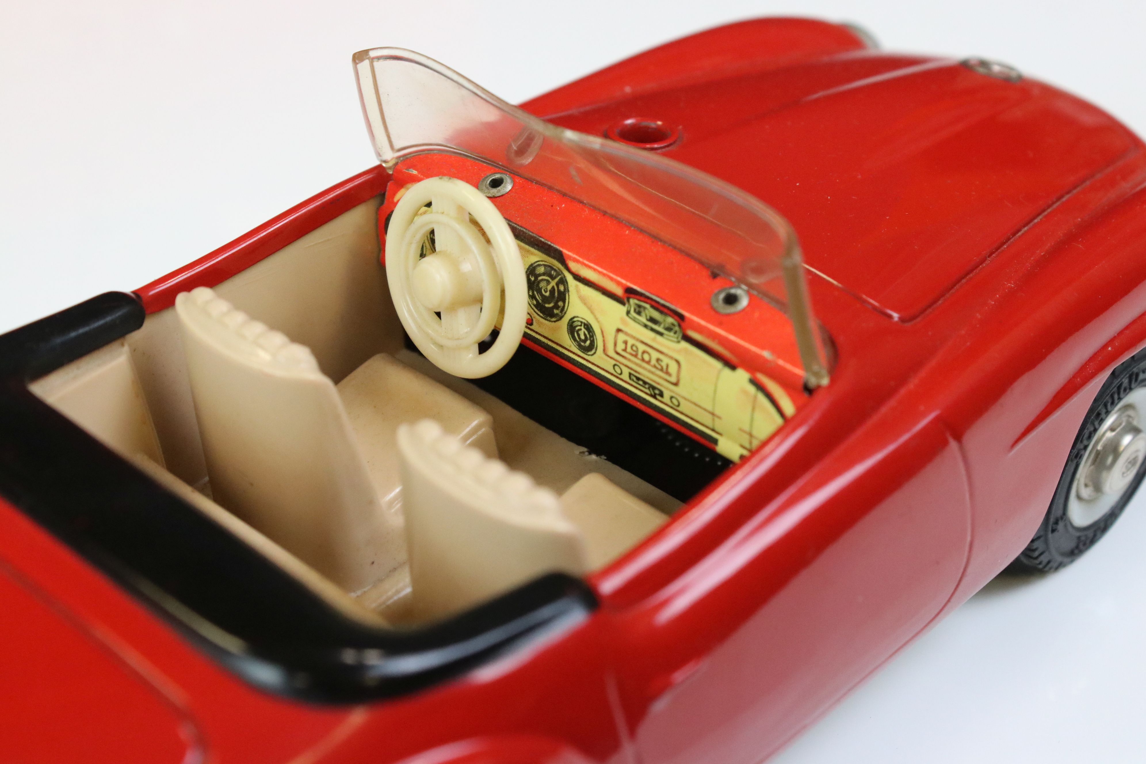 Schuco Clockwork tinplate remote control 2095 Mercedes 190 SL in red, with instructions and box tray - Bild 6 aus 9