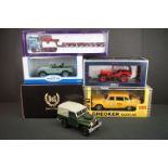 Five boxed diecast models to include 1/18 BOS Best of Show Land Rover, 1/18 No Rev 189014 Jeep