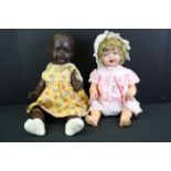 Armand Marseille black doll with glass eyes marked AM Germany 7 1/2 to back of neck, no teeth,