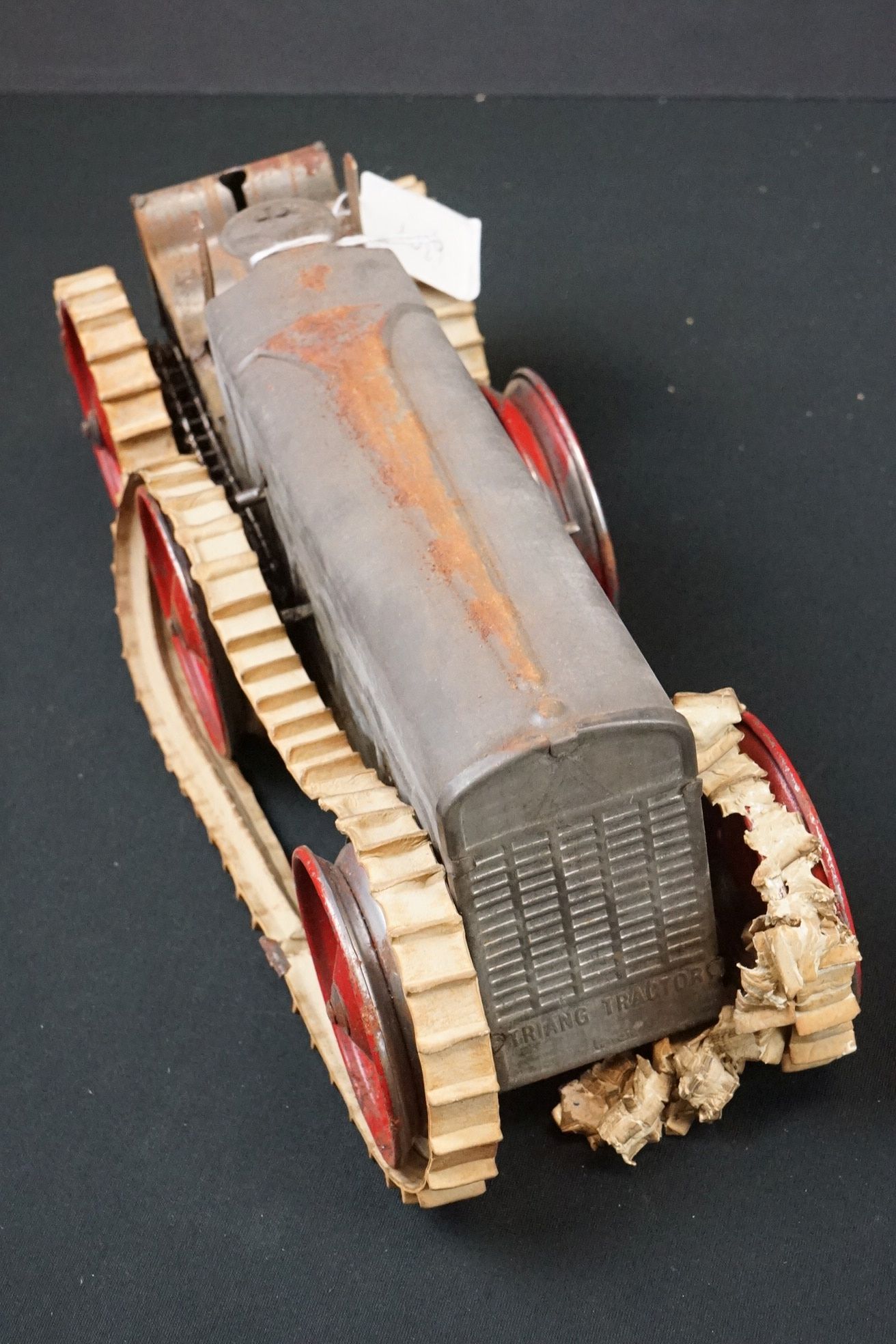 Boxed Triang Tractor Number 3 tinplate clockwork model in silver with red wheels, cream treads - Bild 5 aus 7