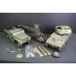 Three original Action Man vehicles, to include tank, jeep & helicopter