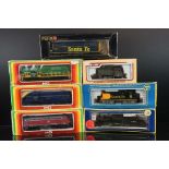 Seven boxed HO gauge locomotives to include 3 x Mehano, 2 x AHM, 1 x Life Like and 1 x Pemco,