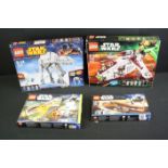 Lego - Four boxed Lego Star Wars sets to include 75021 Republic Gunship, 75054 AT-AT, 7877 Naboo