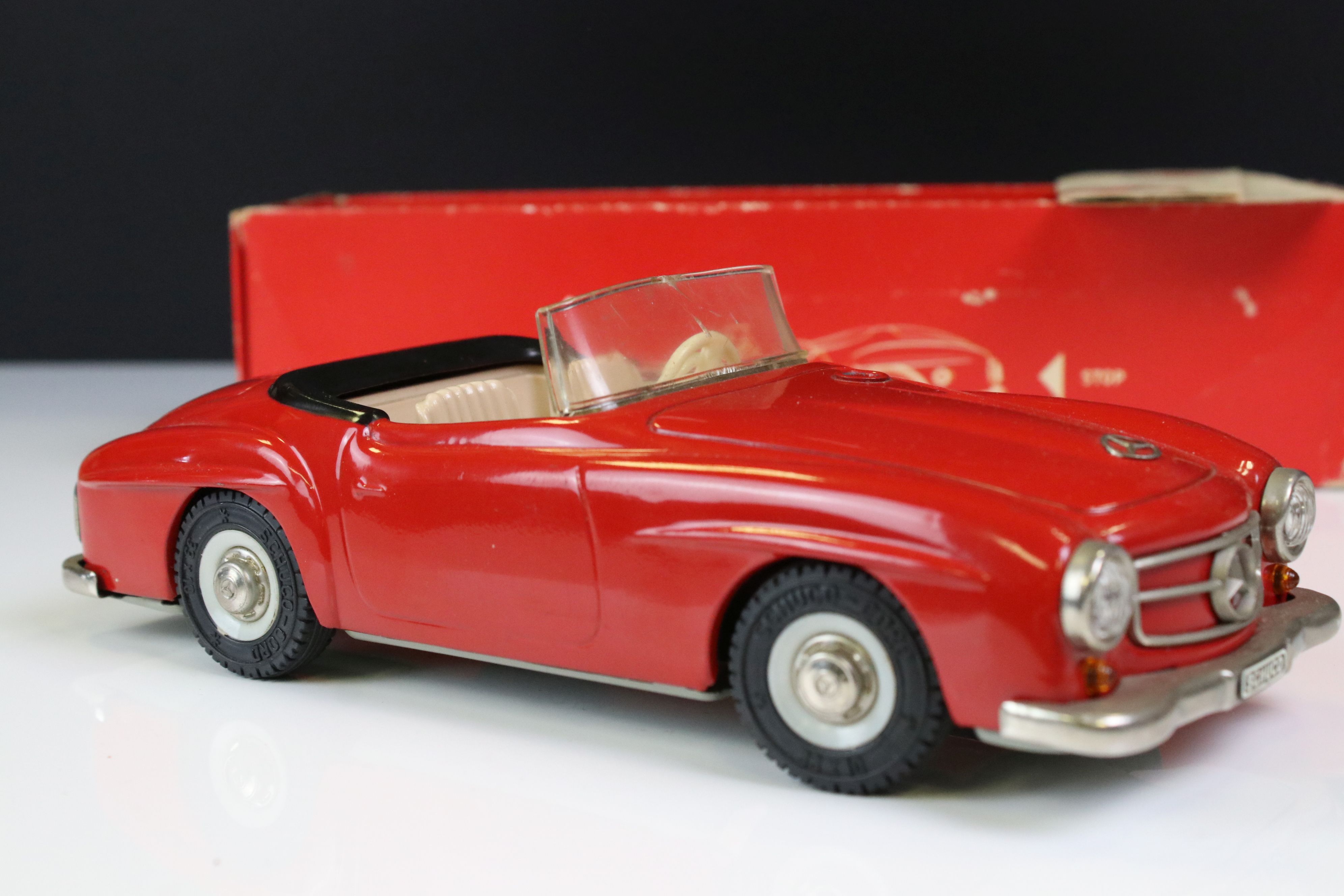 Schuco Clockwork tinplate remote control 2095 Mercedes 190 SL in red, with instructions and box tray - Bild 3 aus 9