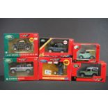 Six Boxed Britains 1:32 diecast models to include 42848 Land Rover Series 1, 40603 Range Rover,