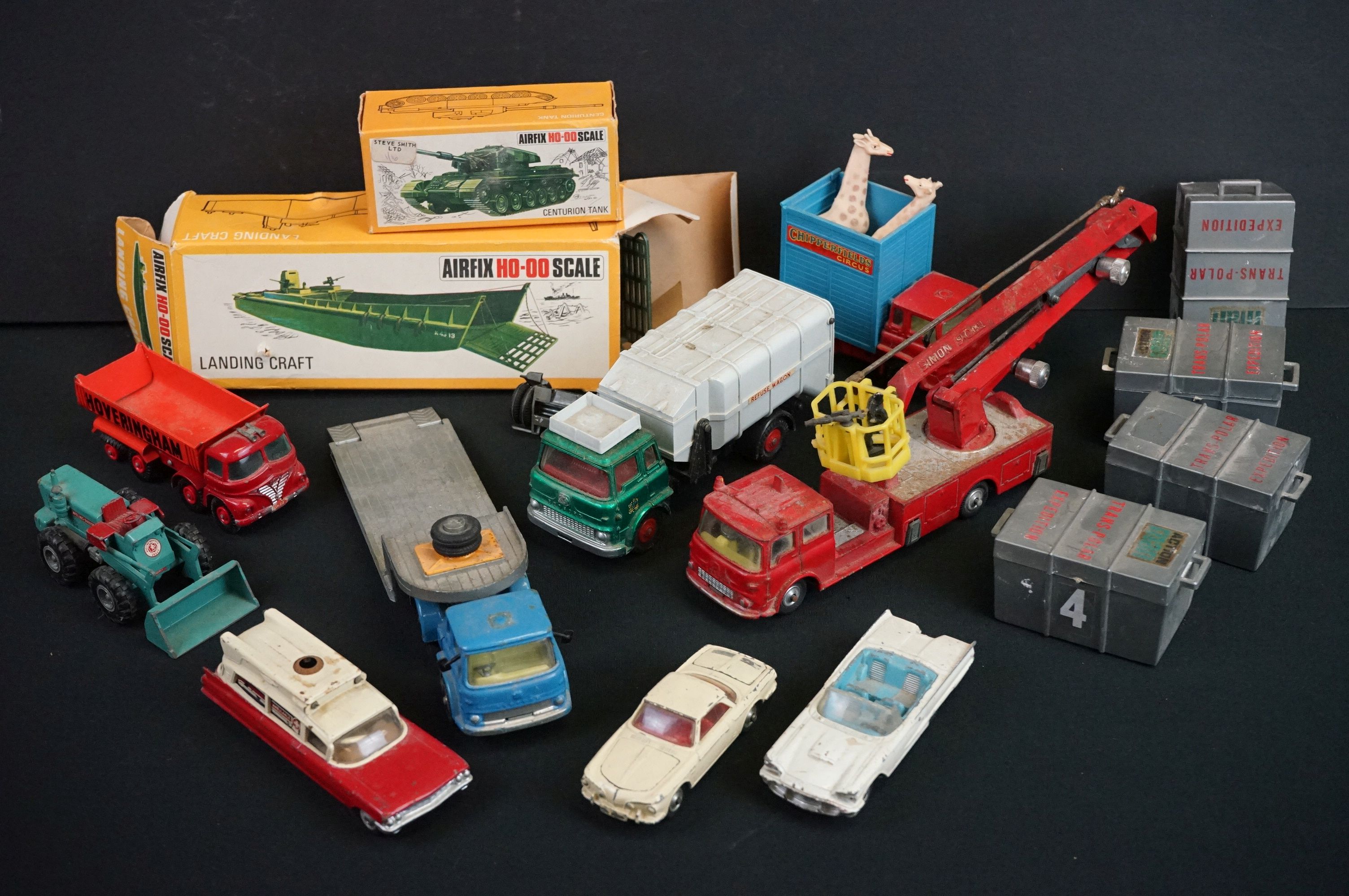 Small group of play worn diecast & plastic models to include Corgi, Dinky etc, together with boxed