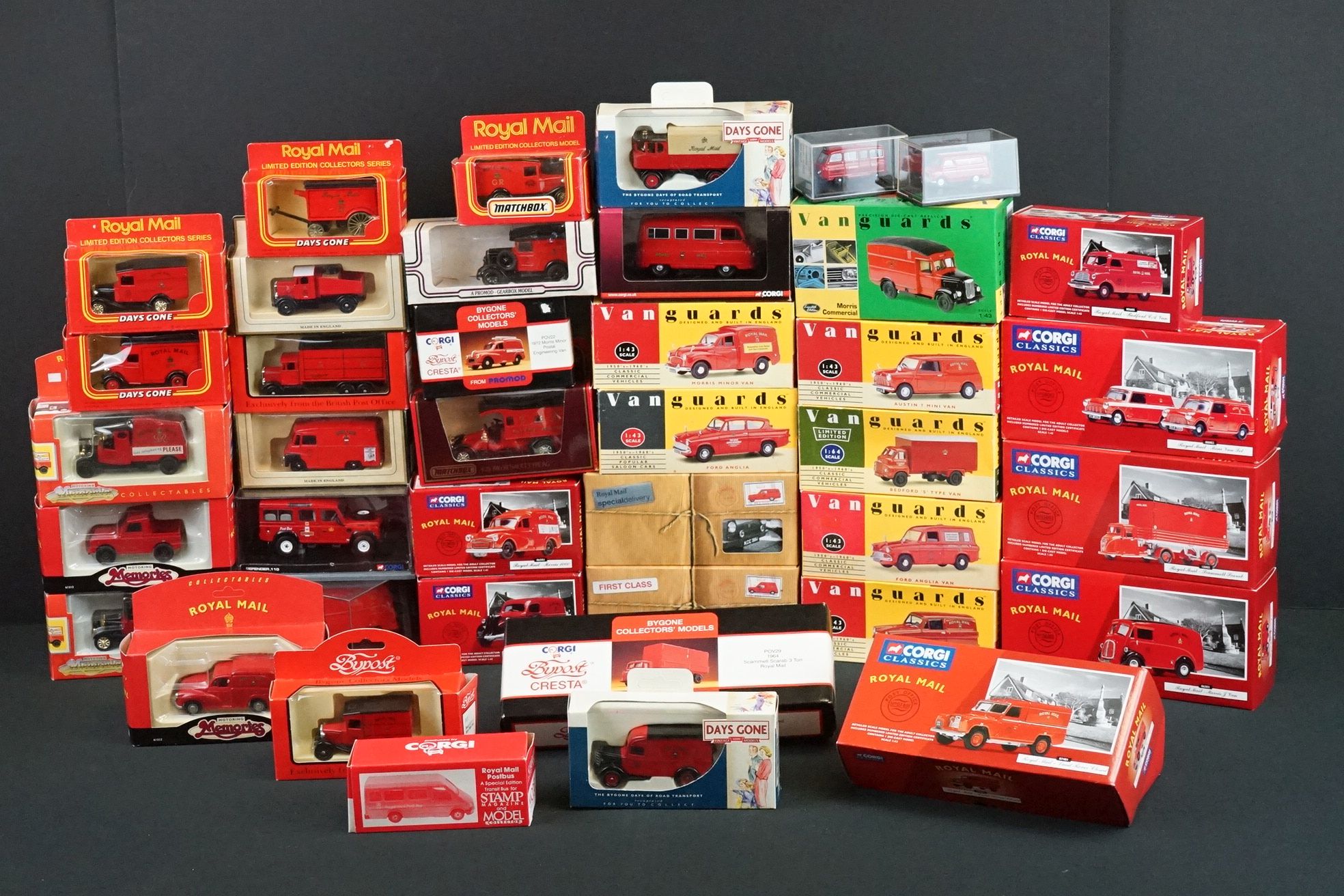 40 Boxed / cased Royal Mail diecast models to include 18 x Corgi models (7 x Corgi Classics with