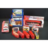 Eight boxed diecast & plastic models to include Matchbox, Corgi etc plus 4 x unboxed diecast buses