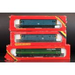 Three boxed Hornby OO gauge locomotives to include R060 BR Diesel Brush Type 4, R068 BR Class 25