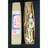 Original boxed Pelham Puppet Skeleton puppet in a gd condition with some string tangle & wear,