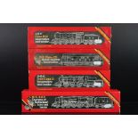 Four boxed Hornby OO gauge locomotives to include R857 BR Loco Ivatt Class 2, R072 BR Class 25