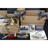 Quantity of various military plastic kits and war gaming accessories and items to include scenery,